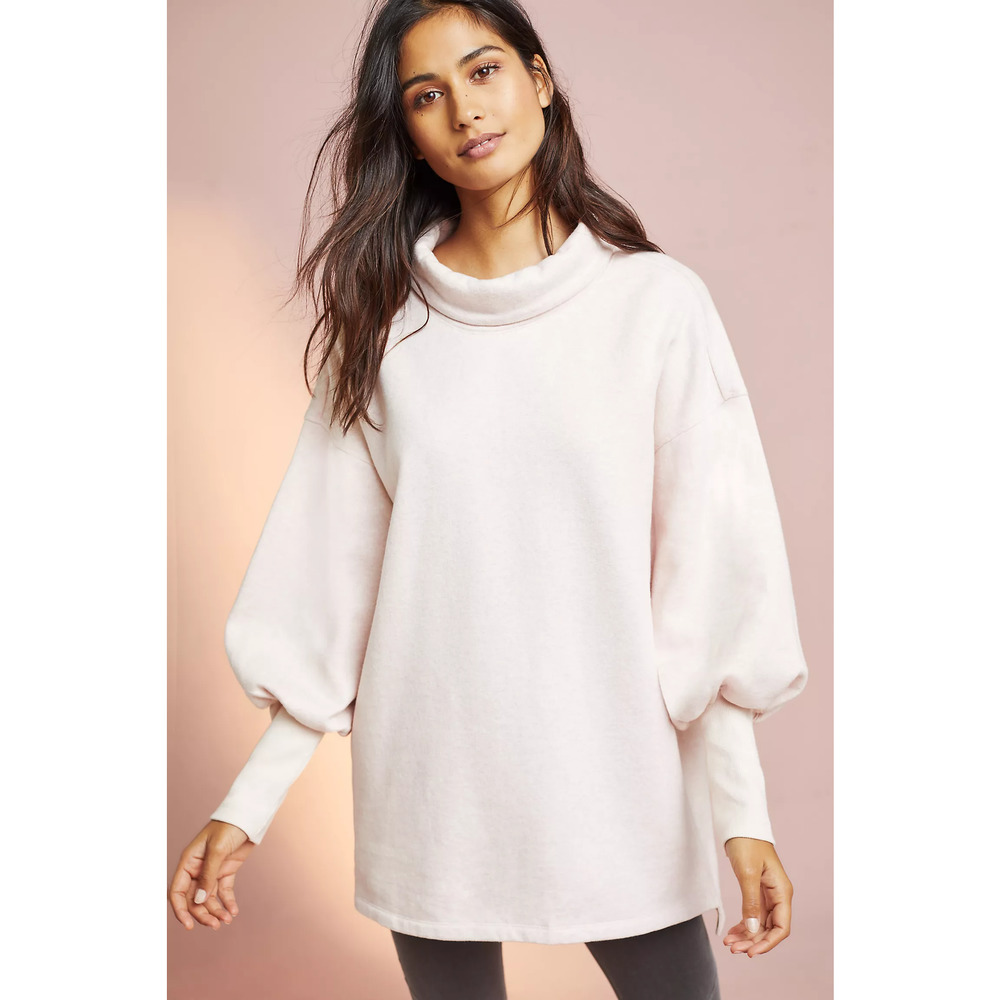 Anthropologie Sweater XS Pink Knit Tremont Cowl Neck Tunic Long Sleeve